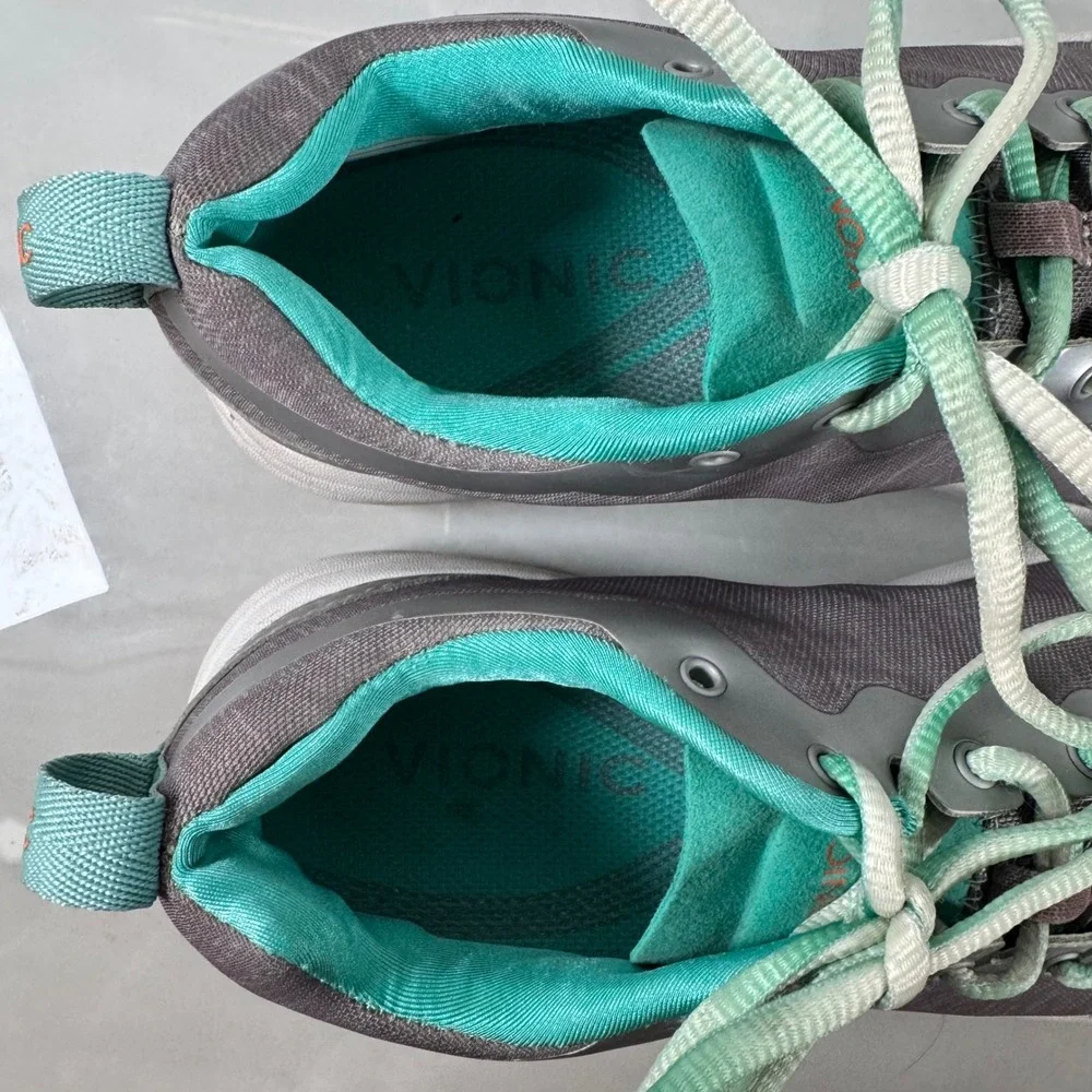 Vionic Lace Up Sneakers Grey Teal Comfort Cushioned Tie‎ Dye Laces Size 7.5